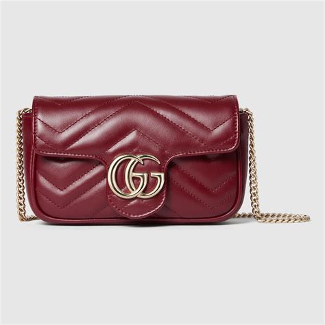 GG Marmont super mini bag in Rosso Ancora red leather